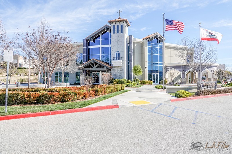 Private School Parking and Building Exterior